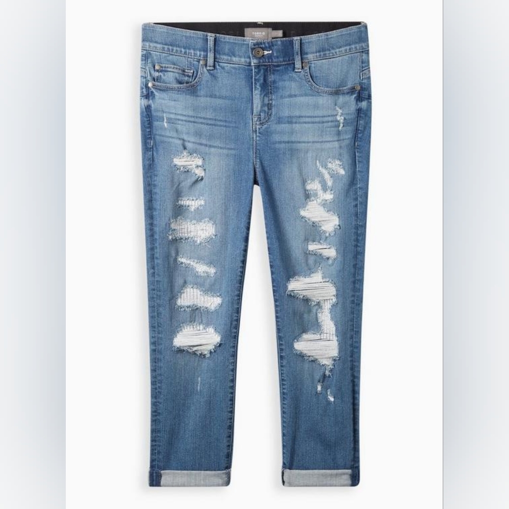 torrid Distressed Light Blue Straight Leg Jeans